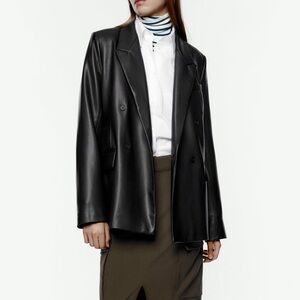 ZARA Faux Leather Blazer in XS